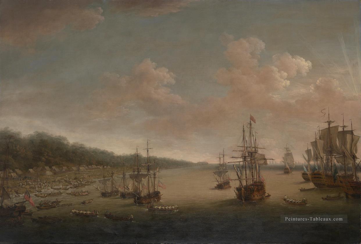 Dominic Serres l’Ancien La Capture de La Havane 1762 l’atterrissage Batailles navales Peintures à l'huile